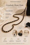 White Gold Crossbody Phone Chain with Connector Patch | Bag Strap & Chain Belt